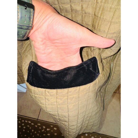 Vintage Bogari Signature Olive Black Quilted Jacket Canvas Jacket Coat Collar - Picture 7 of 9